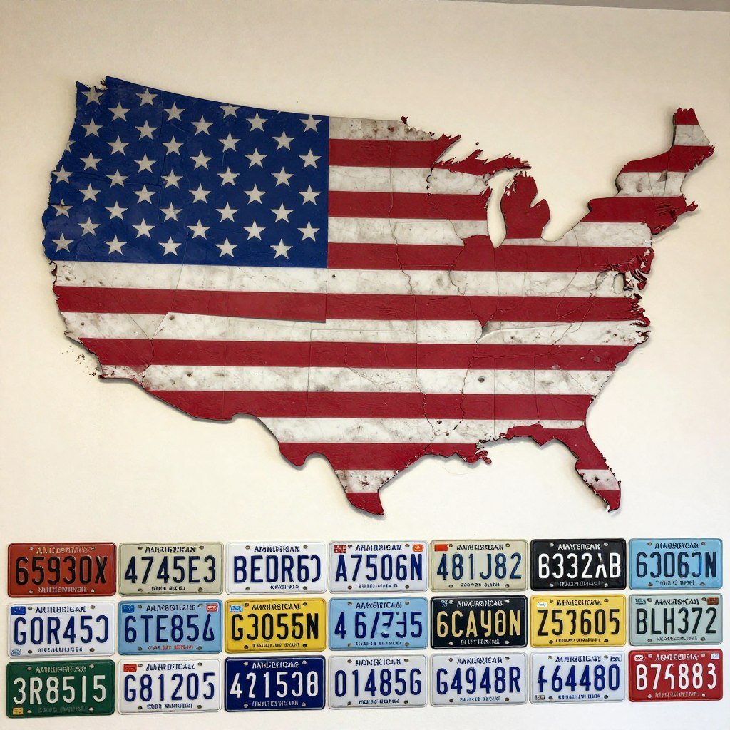 License plate art created from vintage automobile plates License plate art created from vintage automobile plates