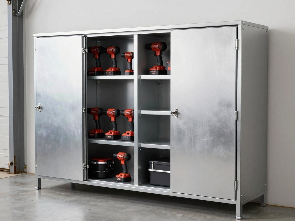 Lockable garage cabinets protecting valuable tools
