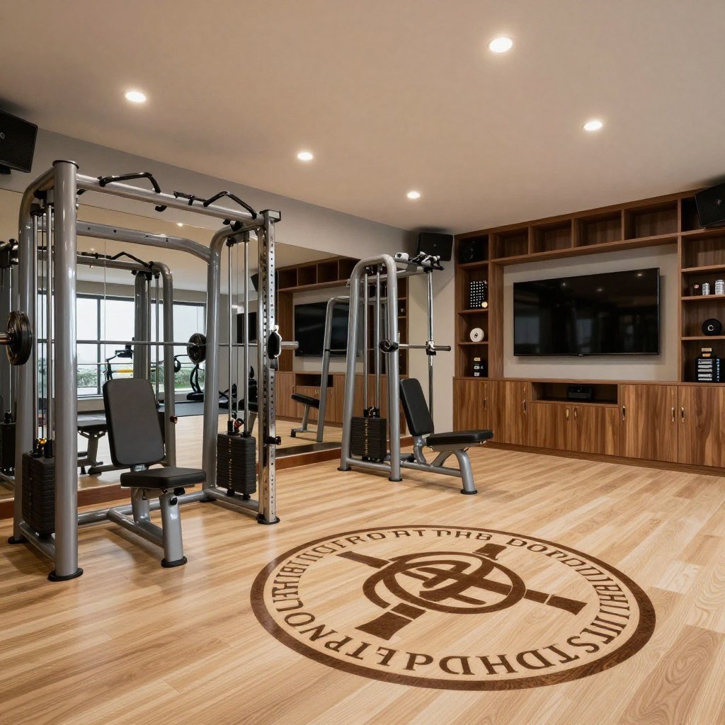 Luxury garage gym with high-end equipment and finishes