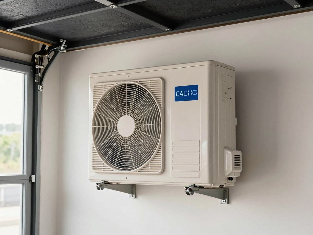 Mini-split air conditioning unit installed in a garage man cave
