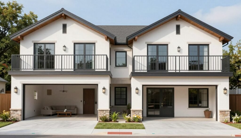 Modern farmhouse style garage apartment conversion with before and after views