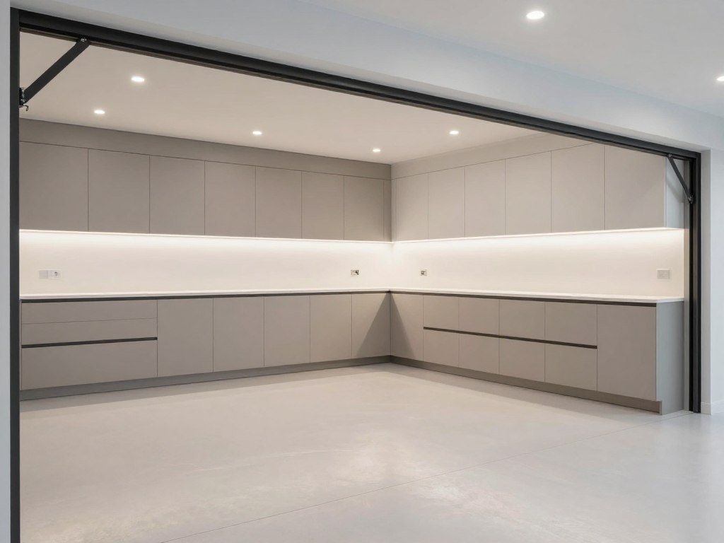 Modern garage with cabinet system increasing home value