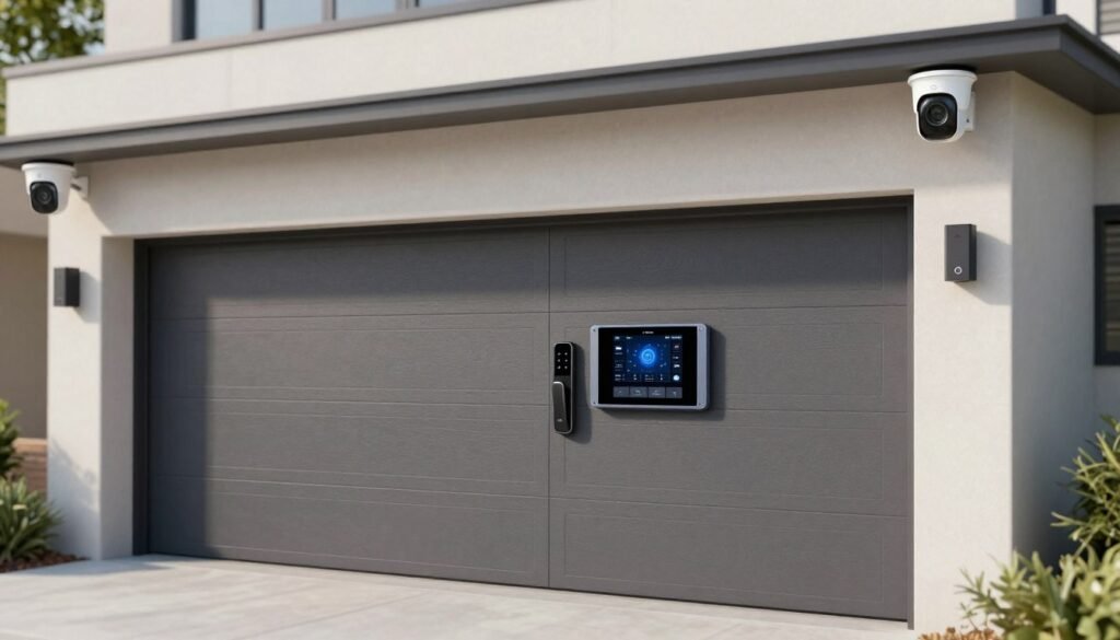 Modern garage with comprehensive smart security system