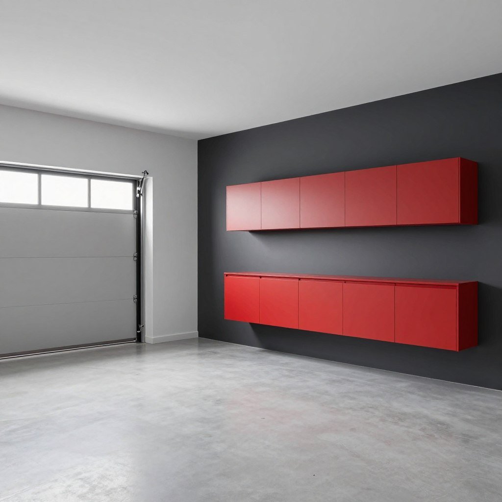 Modern garage with strategic color scheme and accent wall