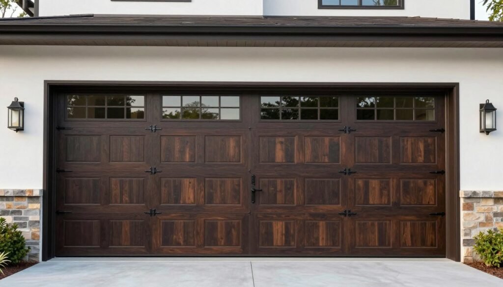 Modern garage with stylish carriage-style doors Modern garage with stylish carriage-style doors