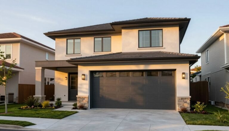 Modern home with stylish garage door enhancing curb appeal