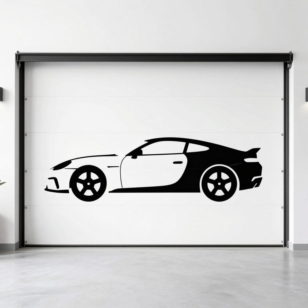 Modern minimalist garage art with clean lines and automotive silhouettes Modern minimalist garage art with clean lines and automotive silhouettes