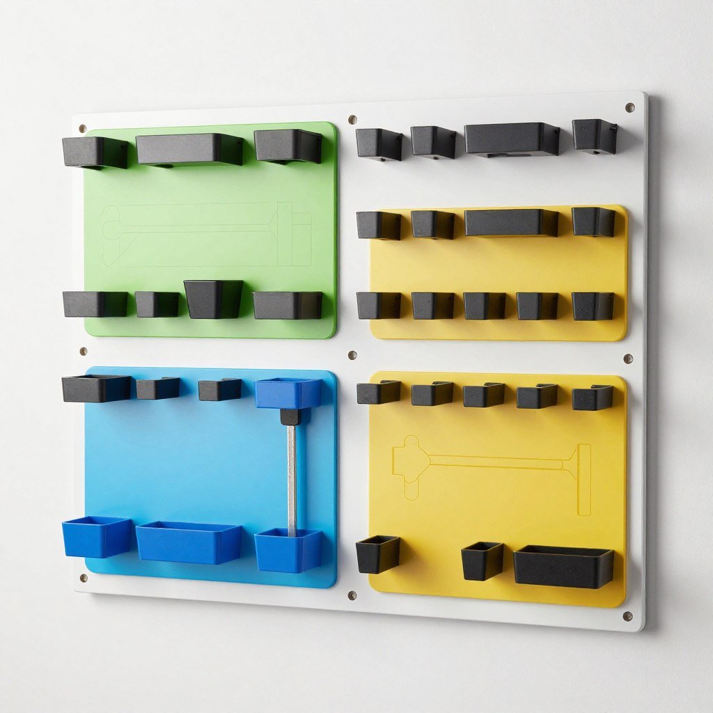 Modern tool organization system with shadow board and custom holders