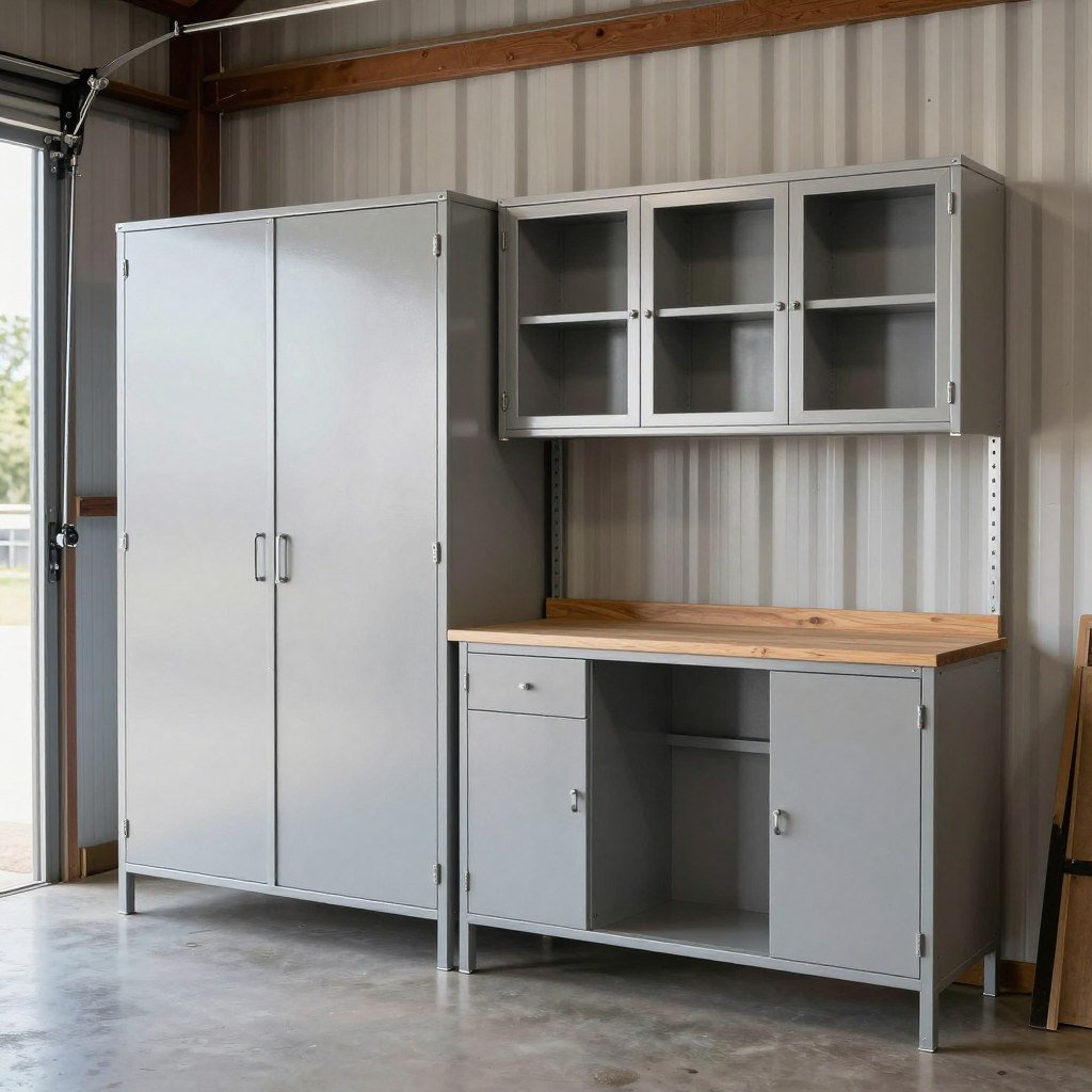 Modular cabinets in a pole barn garage