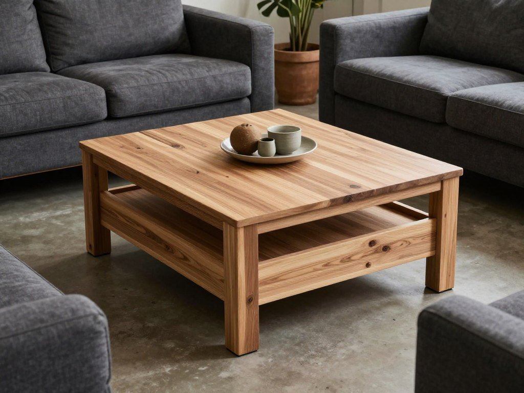 Multi-functional coffee table with storage in a garage man cave