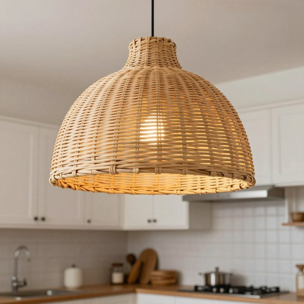 Natural material lighting fixtures in kitchen design