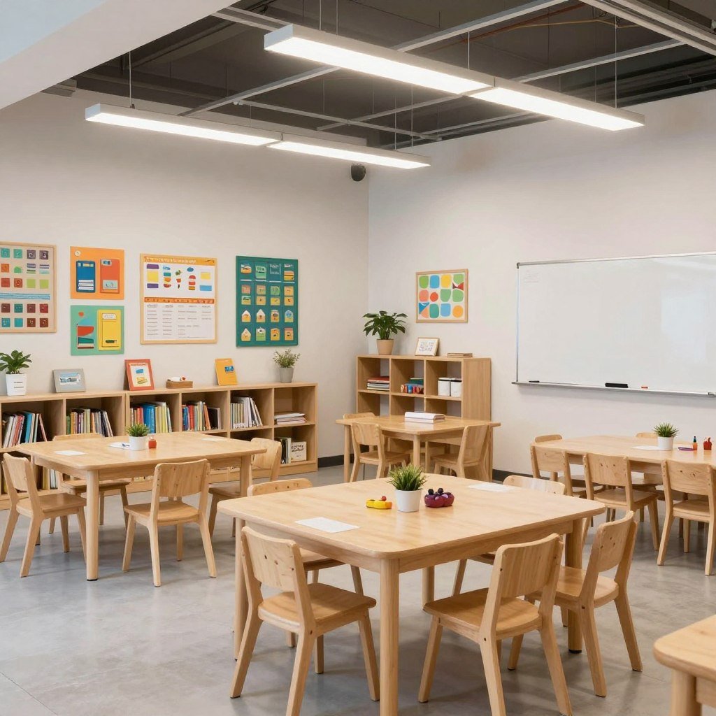 Organized homeschool classroom conversion with learning stations and educational displays Organized homeschool classroom conversion with learning stations and educational displays