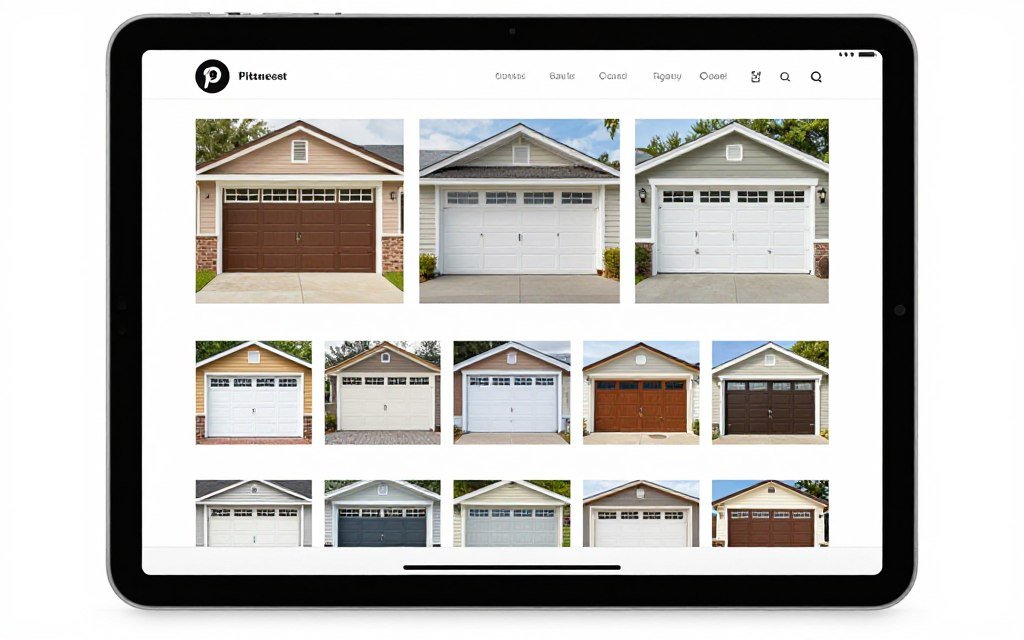 Pinterest board showing various garage door styles and designs