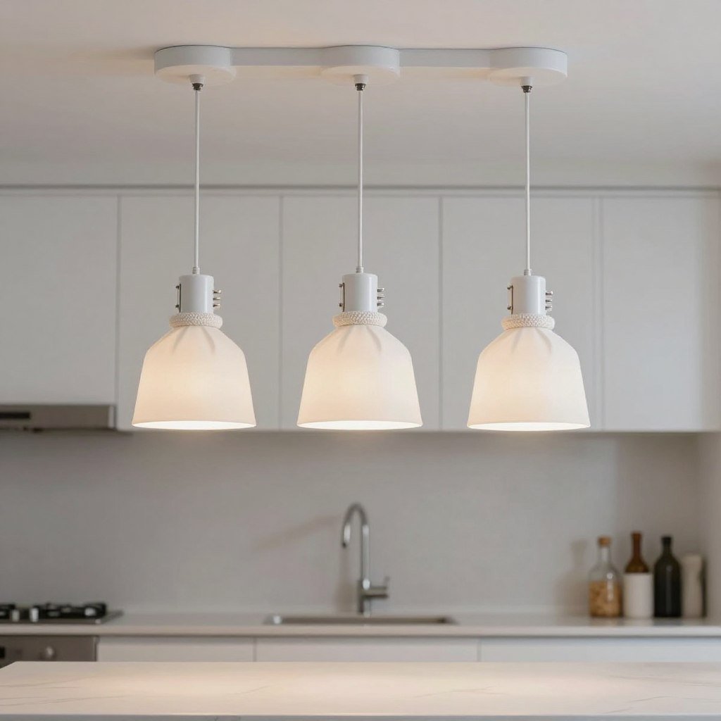 Plug-in pendant light with cord cover being installed without electrical work Plug-in pendant light with cord cover being installed without electrical work