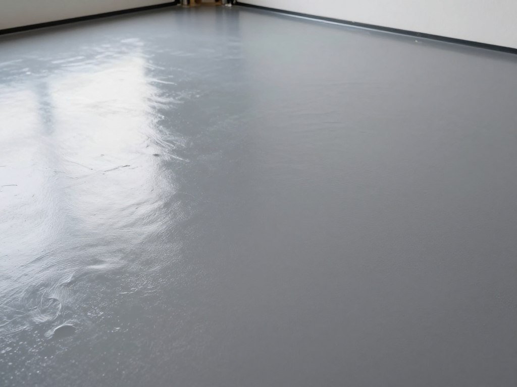 Polished epoxy garage floor in a stylish man cave