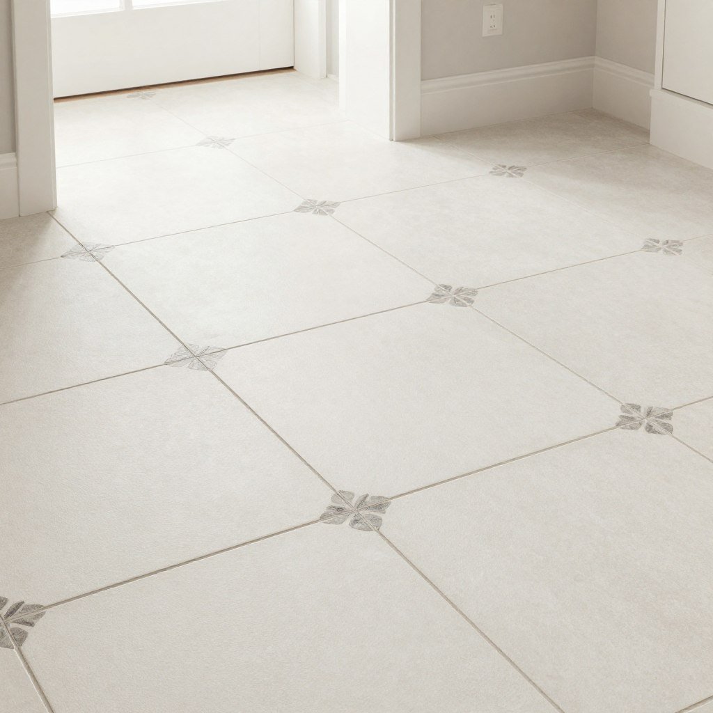 Porcelain tile flooring in an enclosed breezeway with a decorative pattern Porcelain tile flooring in an enclosed breezeway with a decorative pattern