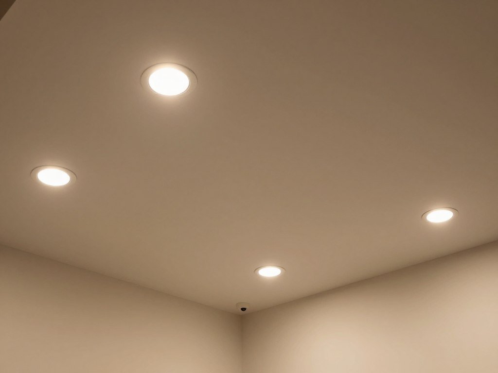 Recessed LED lighting in a modern garage man cave