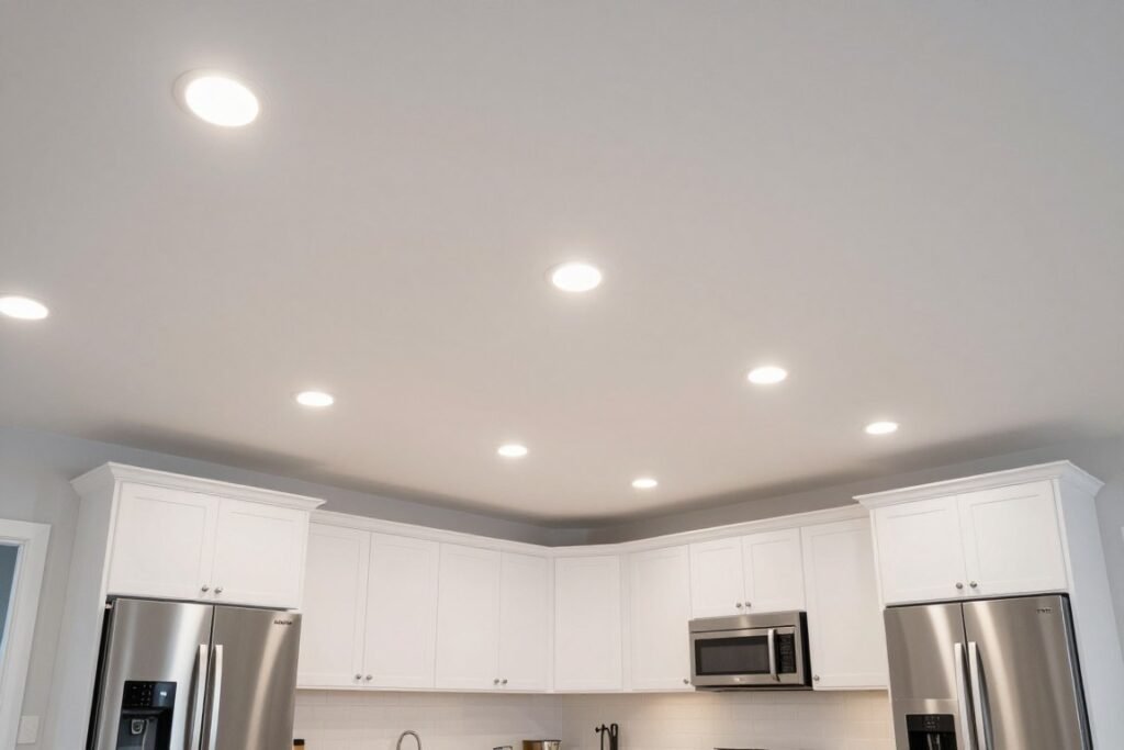 Recessed ceiling lights in modern kitchen Recessed ceiling lights in modern kitchen
