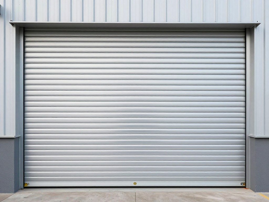 Roll-up garage door on commercial building