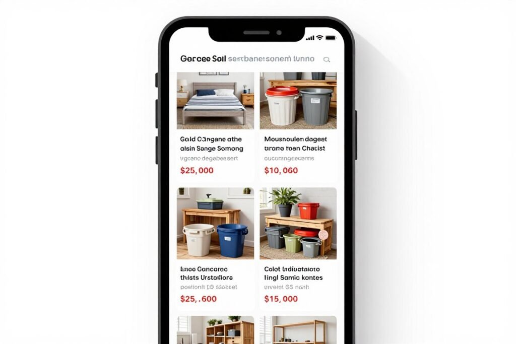 Screenshot of online marketplace listing for unsold garage sale items