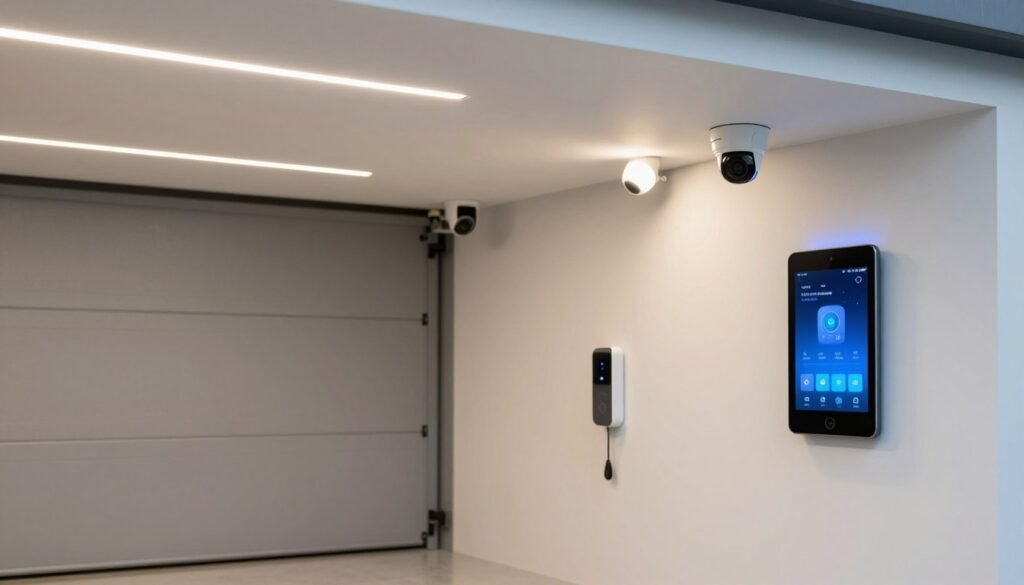 Smart garage with automated lighting, climate control, and security features