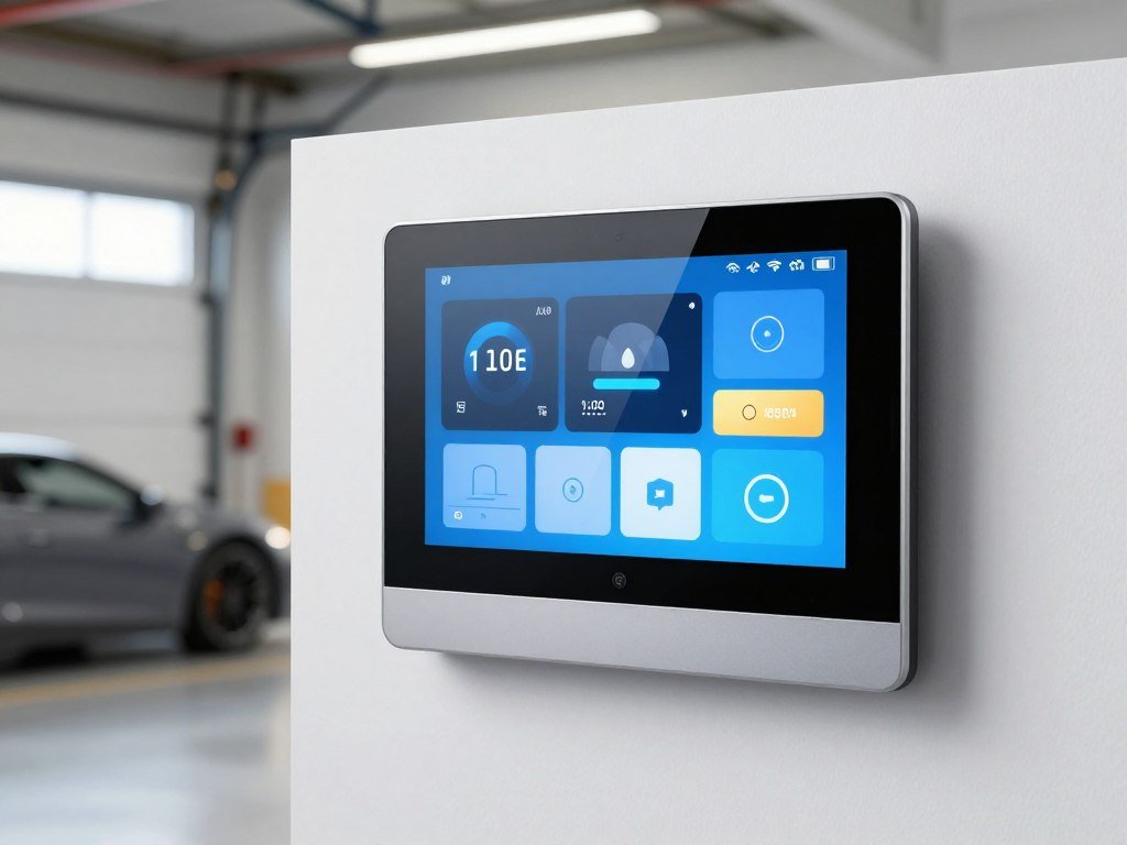 Smart home controls in a garage man cave with integrated systems