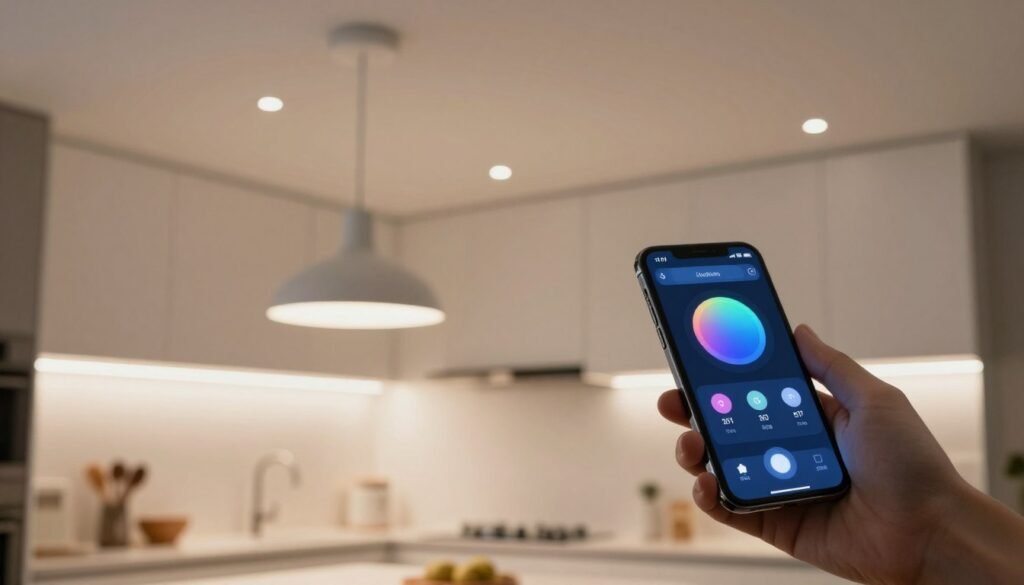 Smart kitchen lighting system with app control on smartphone Smart kitchen lighting system with app control on smartphone