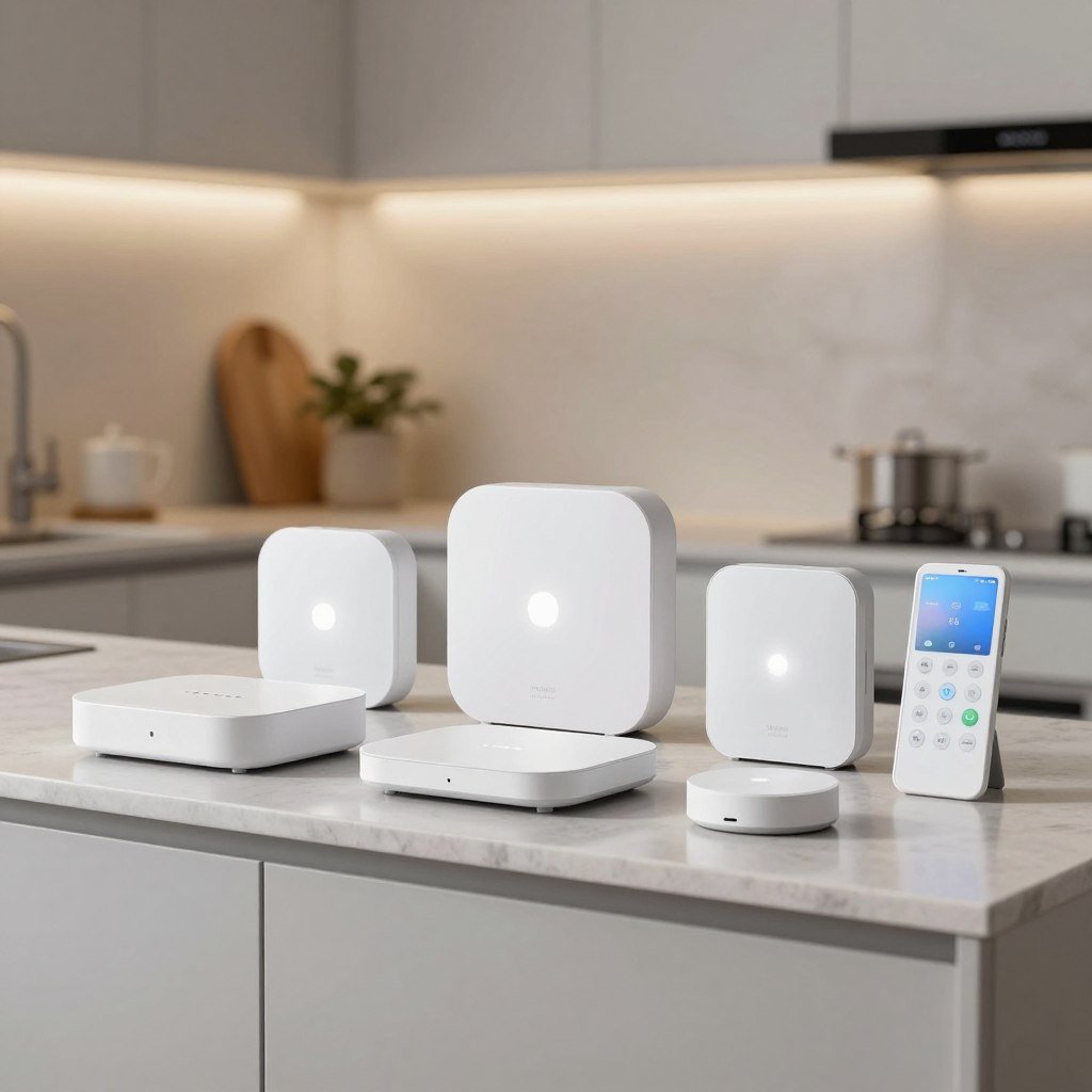 Smart lighting hub and controller devices for kitchen lighting system