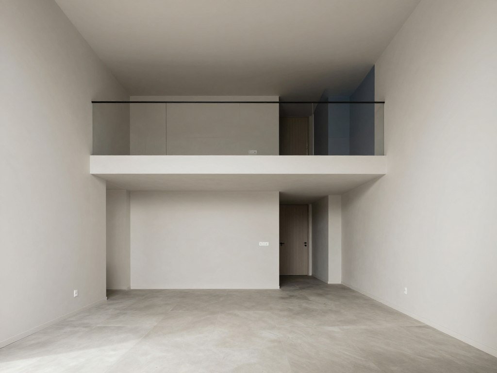 Space-enhancing color palette in an above garage apartment interior with light neutrals and strategic accent colors