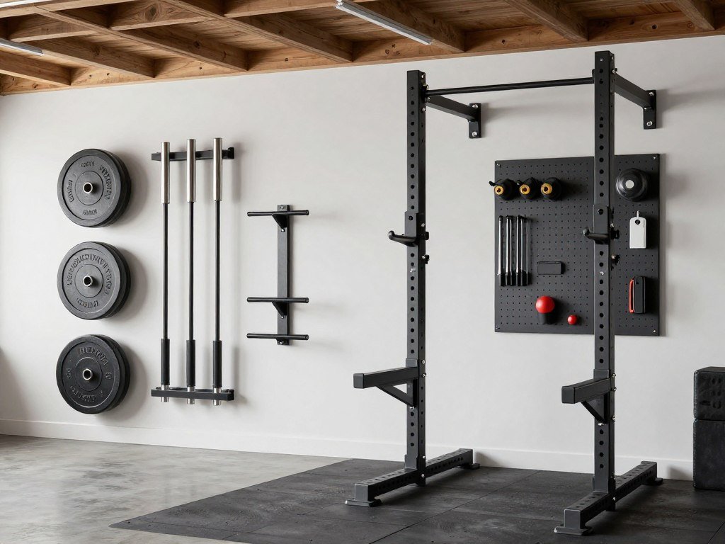 Space-saving storage solutions for garage gym equipment