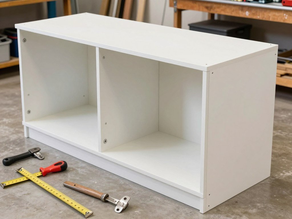 Step-by-step DIY appliance garage construction showing tools and materials