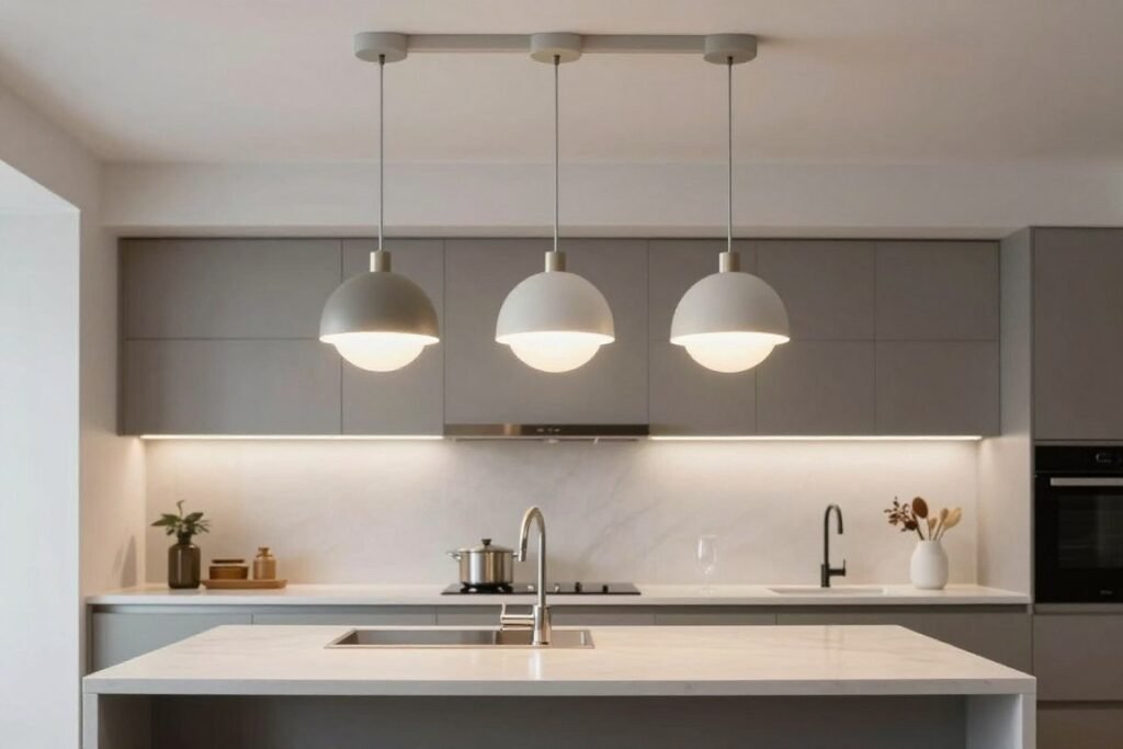 Stylish but affordable pendant lights over kitchen island