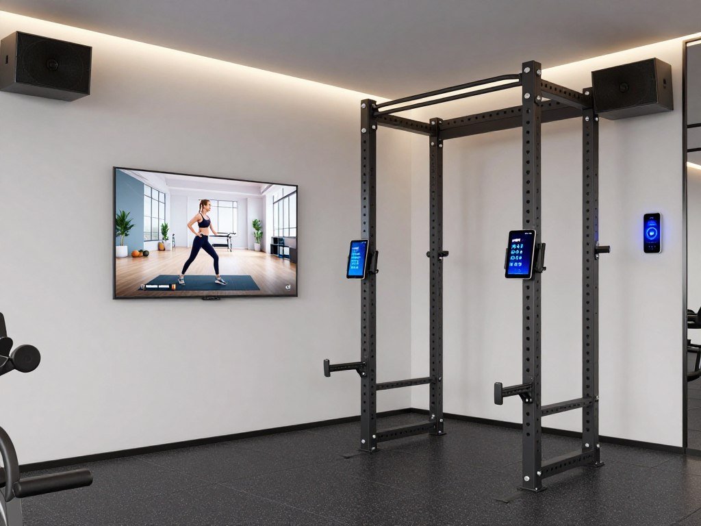 Technology integration in a modern garage gym