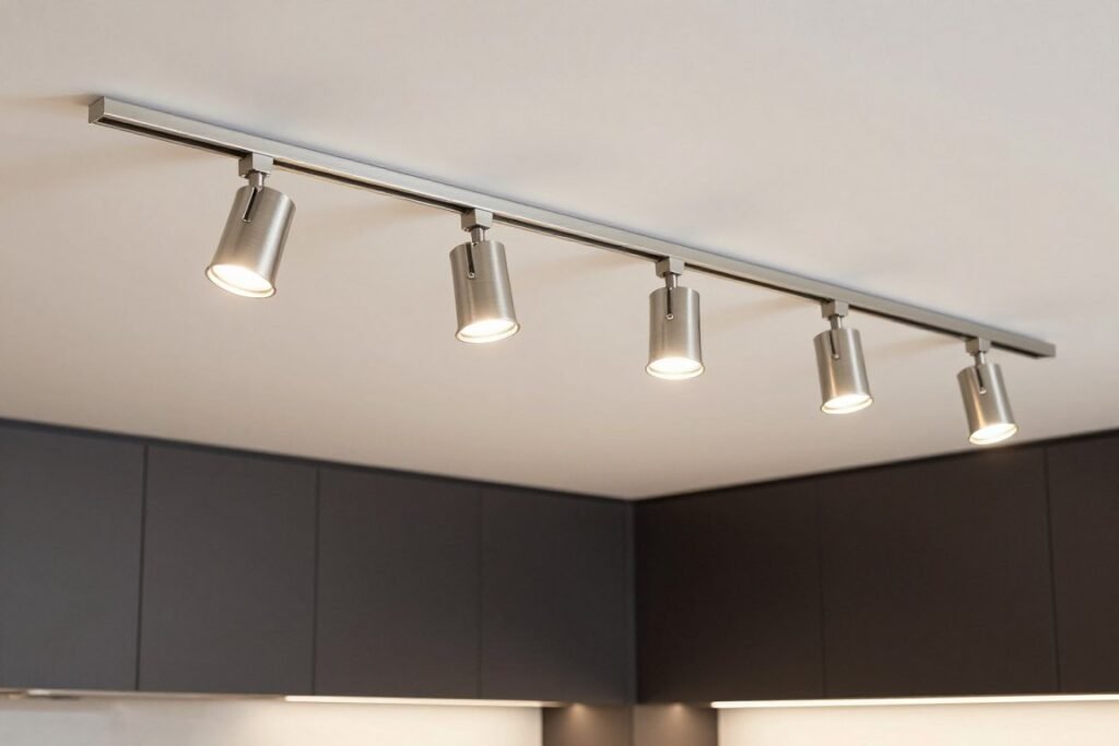 Track lighting system in contemporary kitchen Track lighting system in contemporary kitchen