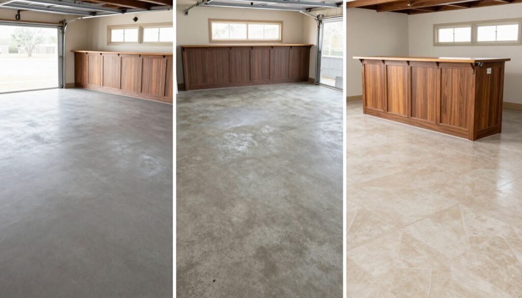 Various flooring options in garage bar settings