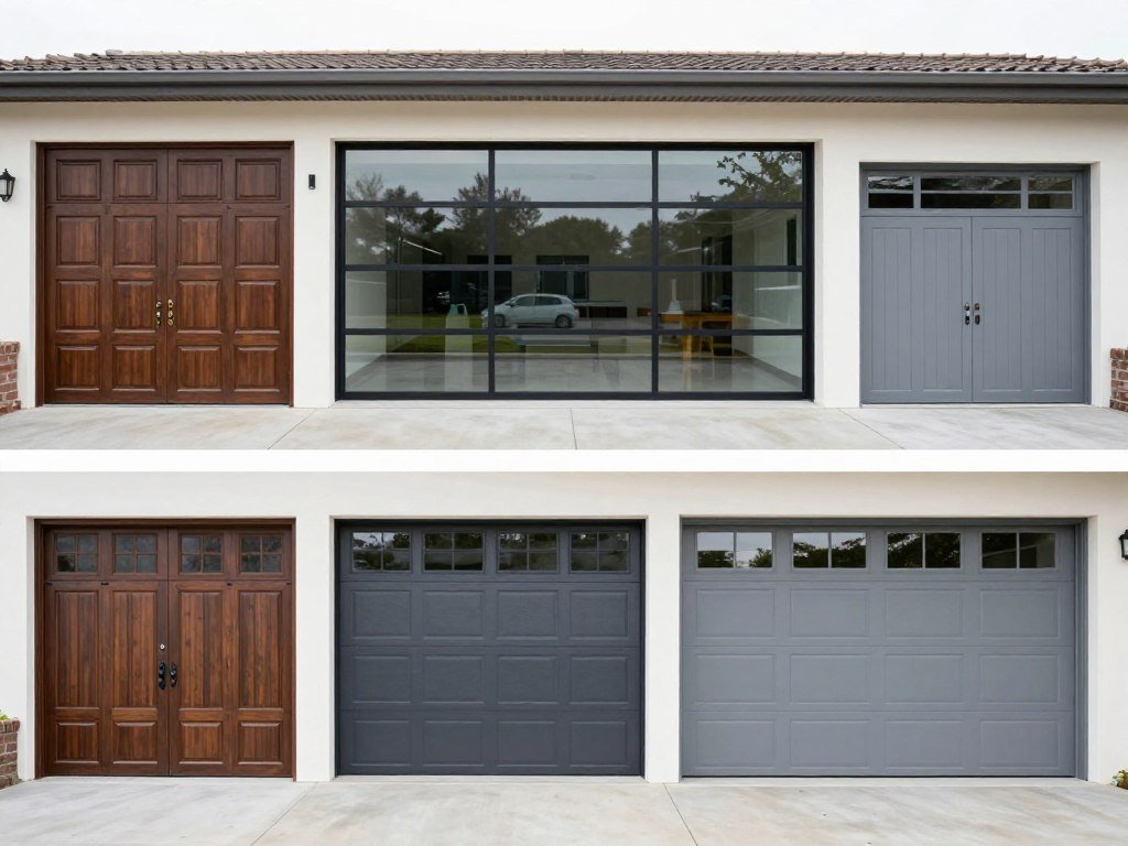 Various garage door styles showcasing different design options