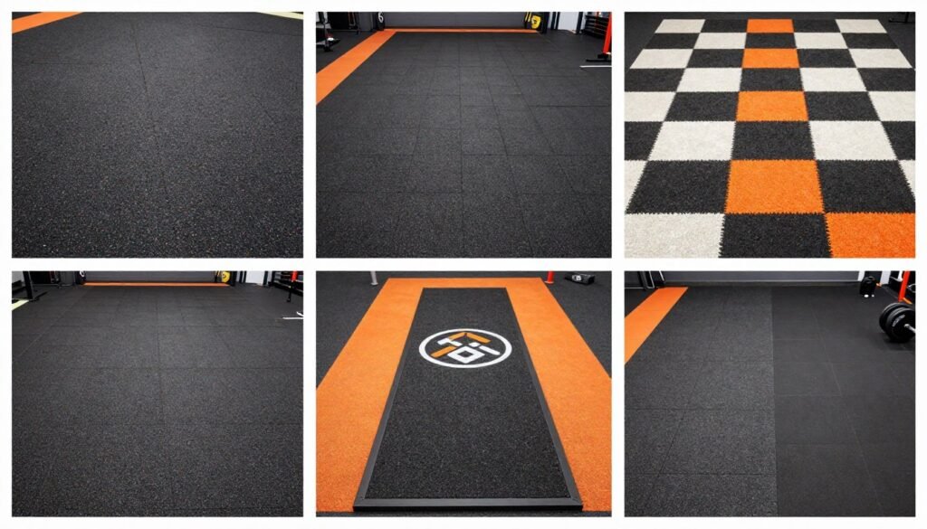 Various garage gym flooring designs and color options