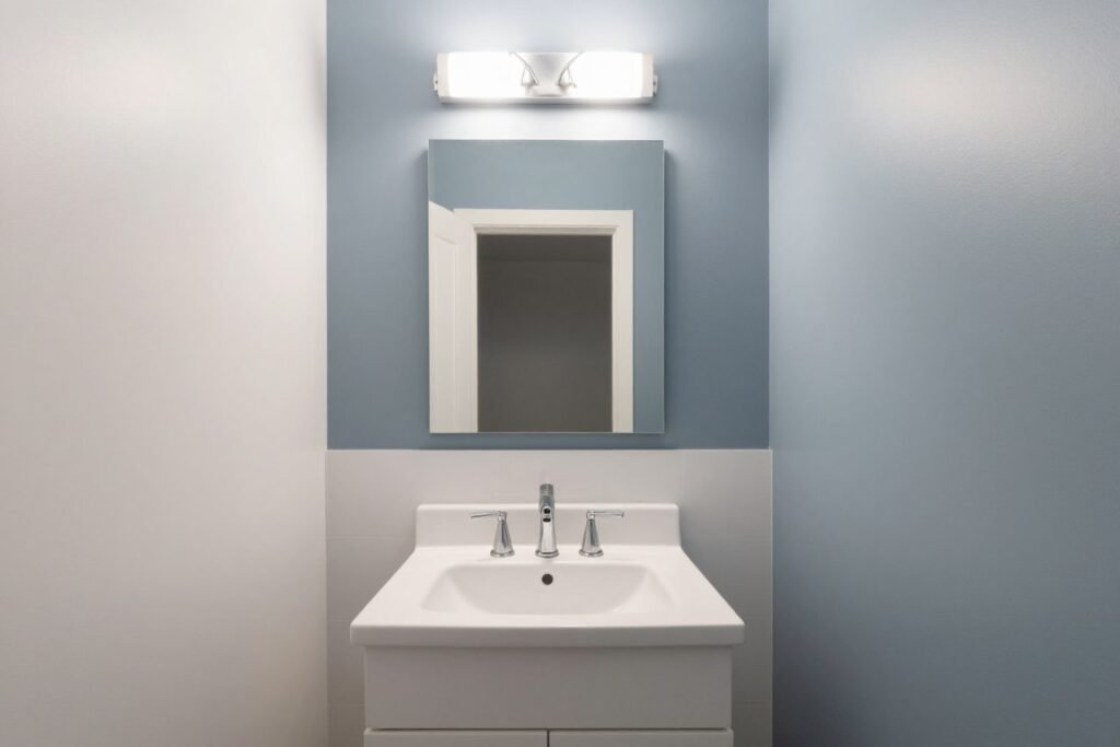 Bathroom with accent wall adding personality without overwhelming space