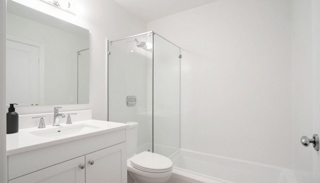 Beautiful completed small bathroom remodel showing transformation