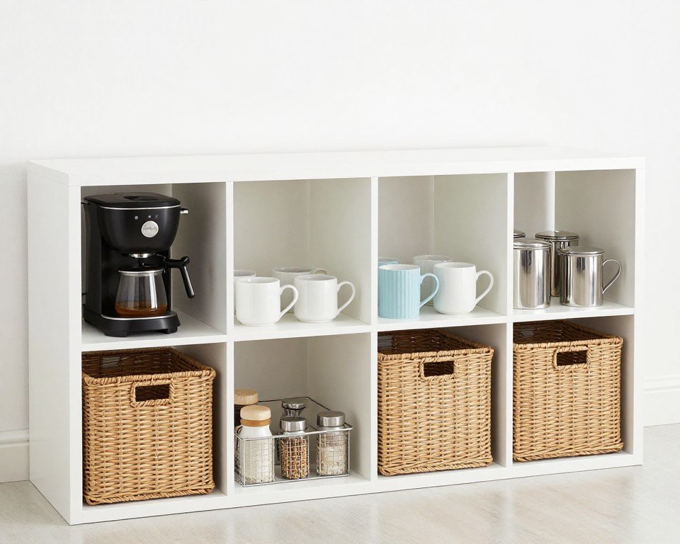 Cube shelf unit as coffee organization system