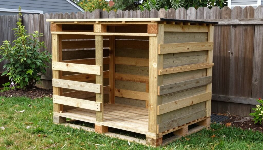 DIY pallet bin shed construction