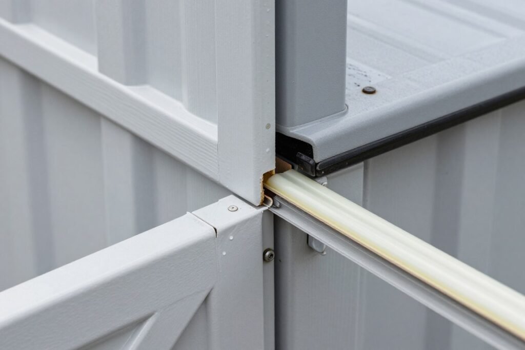 Installing weatherstripping on outdoor shed doors