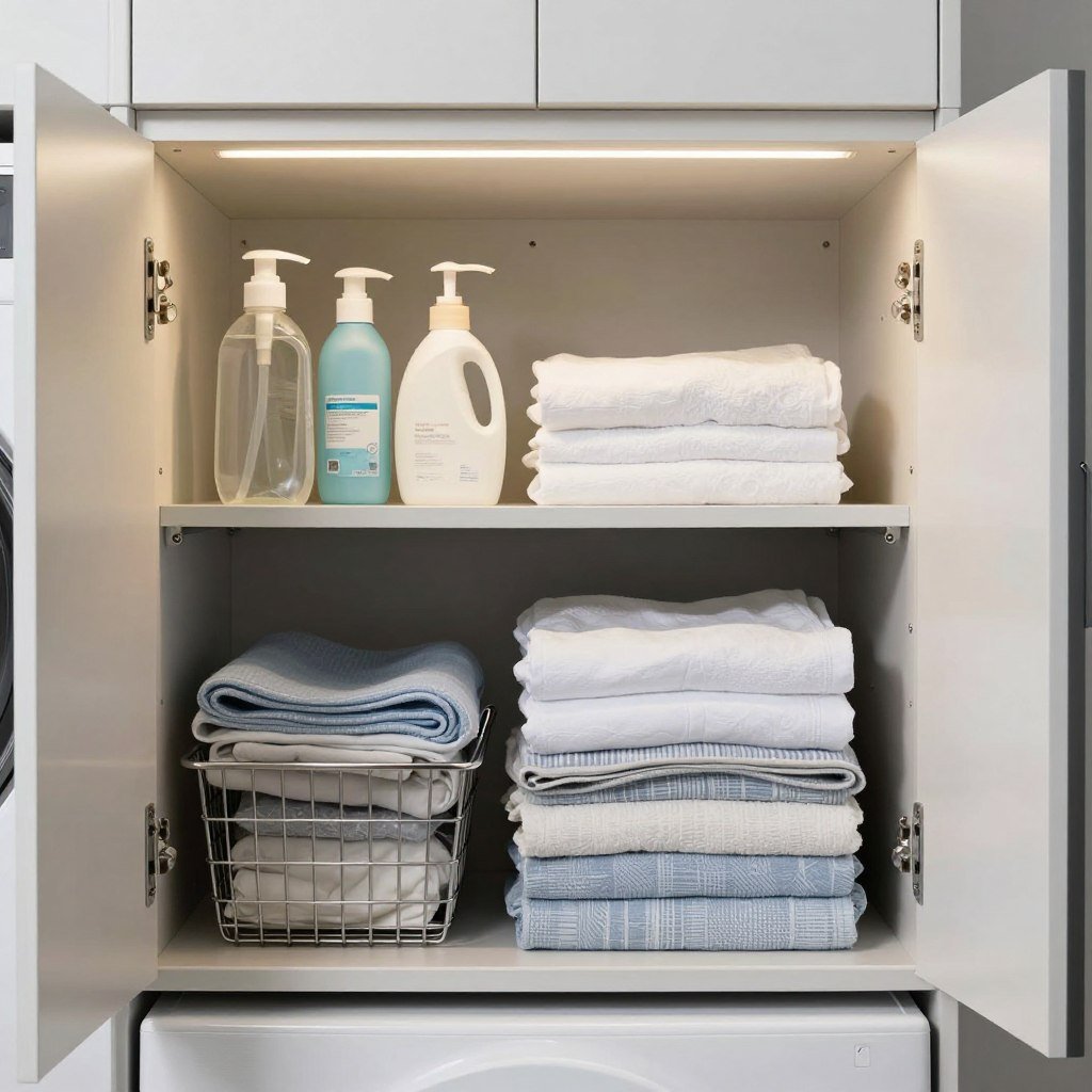LED lighting inside laundry cabinets