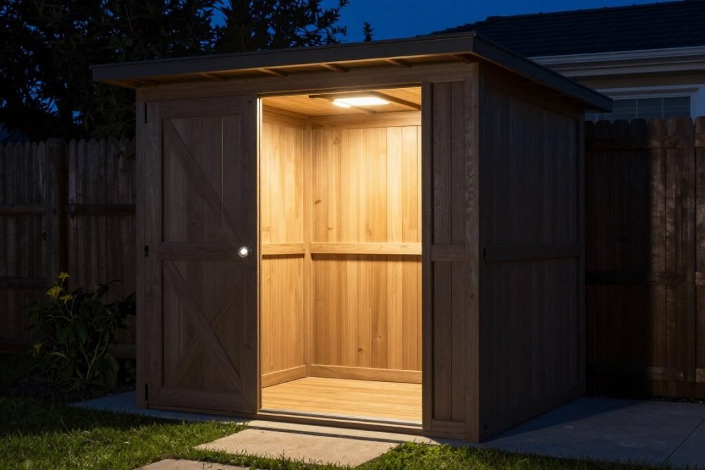 LED lighting inside premium outdoor shed
