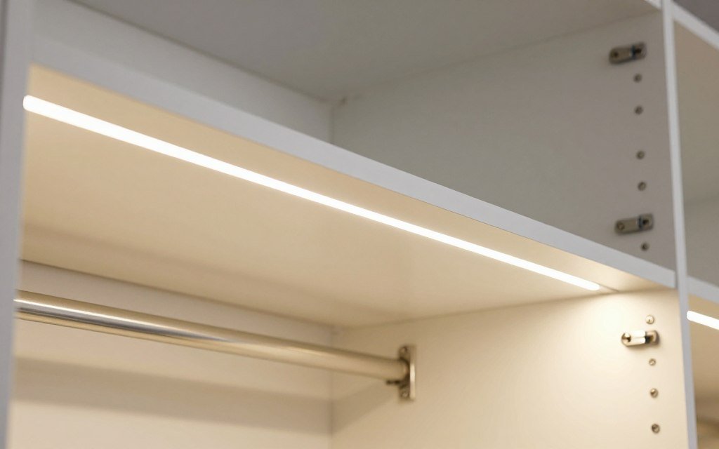 LED strip lights installed in closet