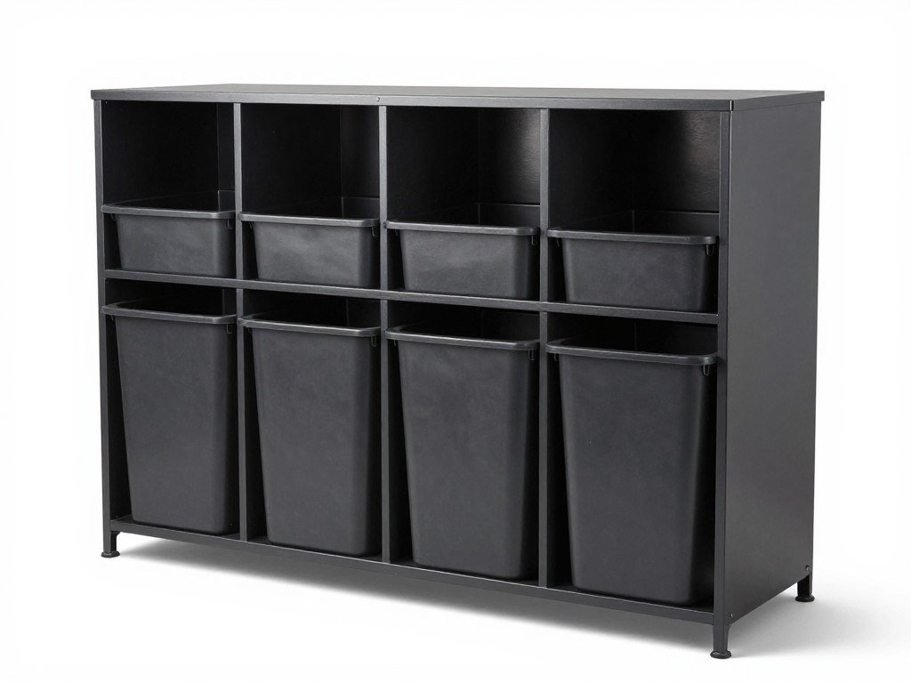 Large commercial bin storage with multiple compartments