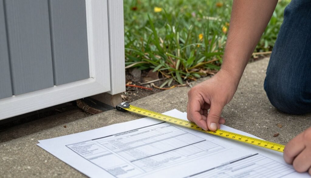 Measuring setback distance for shed placement
