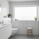 Modern small bathroom with floating vanity and minimalist design