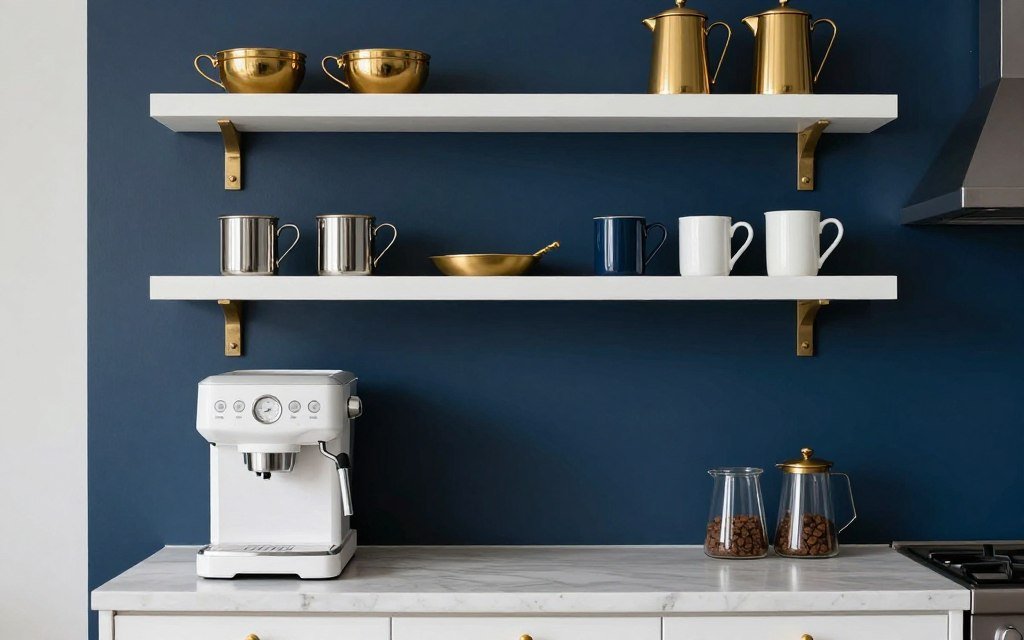 Navy accent coffee bar