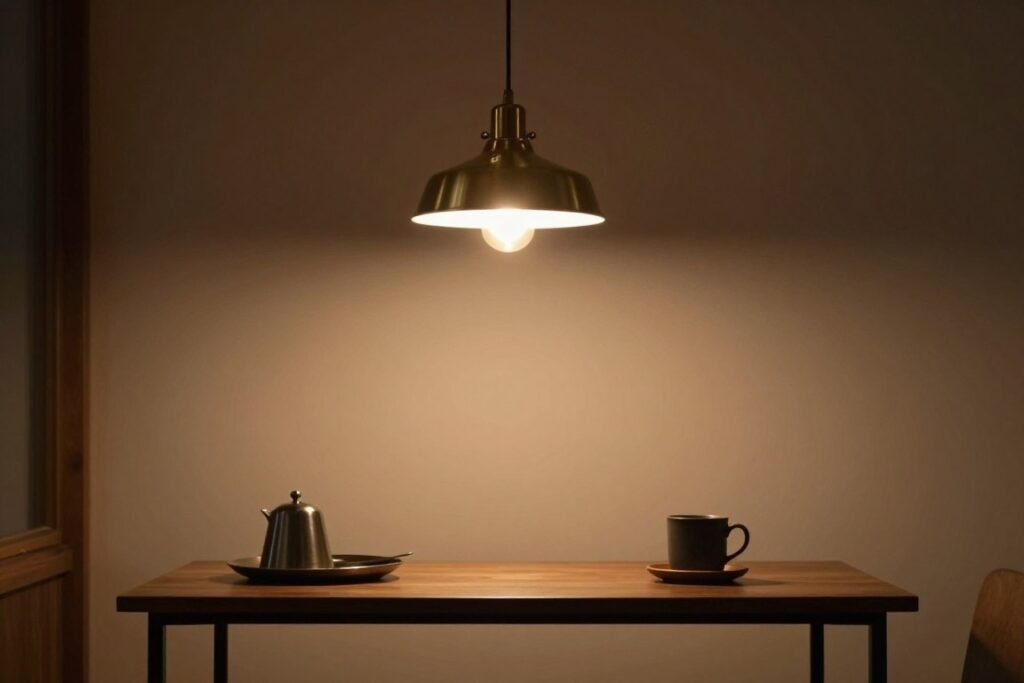 Pendant light over coffee bar